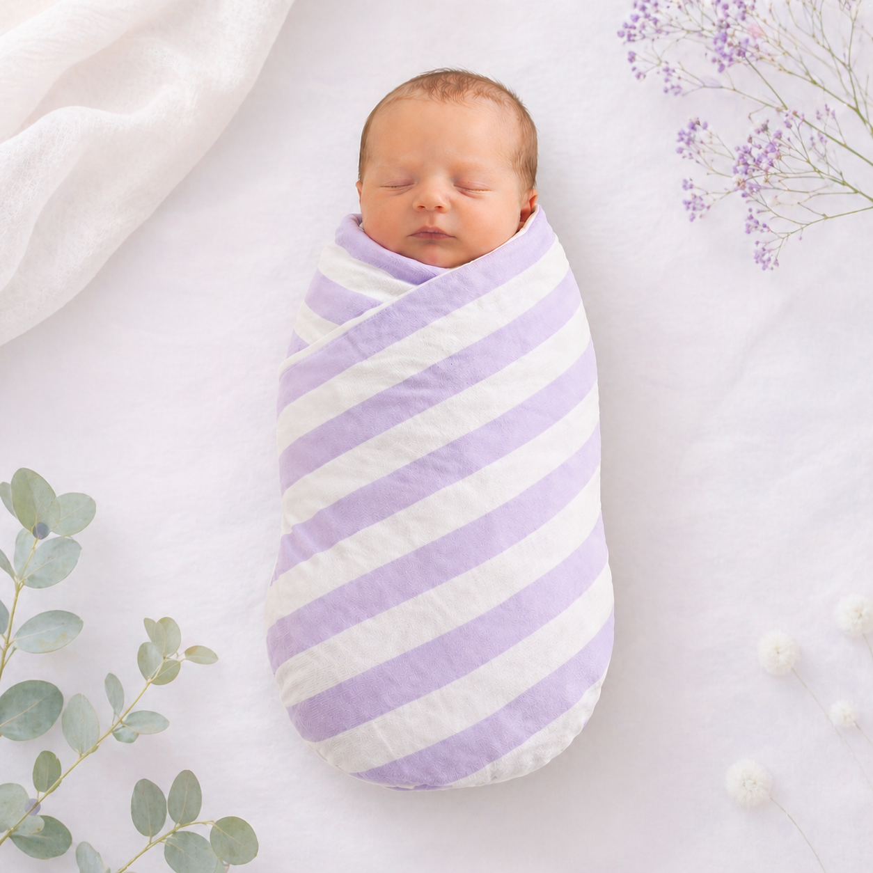 100% pure bamboo baby swaddle in cream from The Memories Collection - CloudCradle.