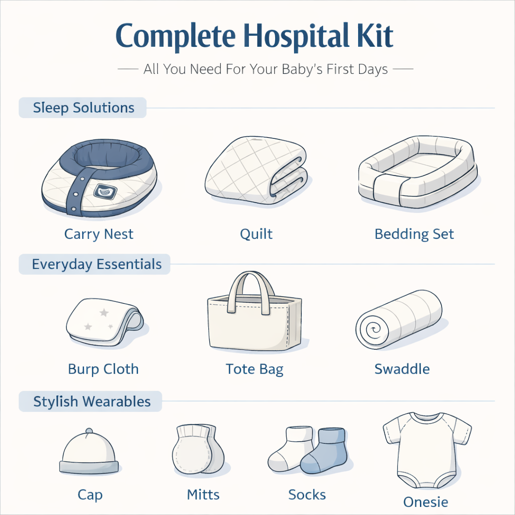 Pure Bamboo Complete Newborn Essentials Hospital Kit - The Memories Collection - 100% Organic